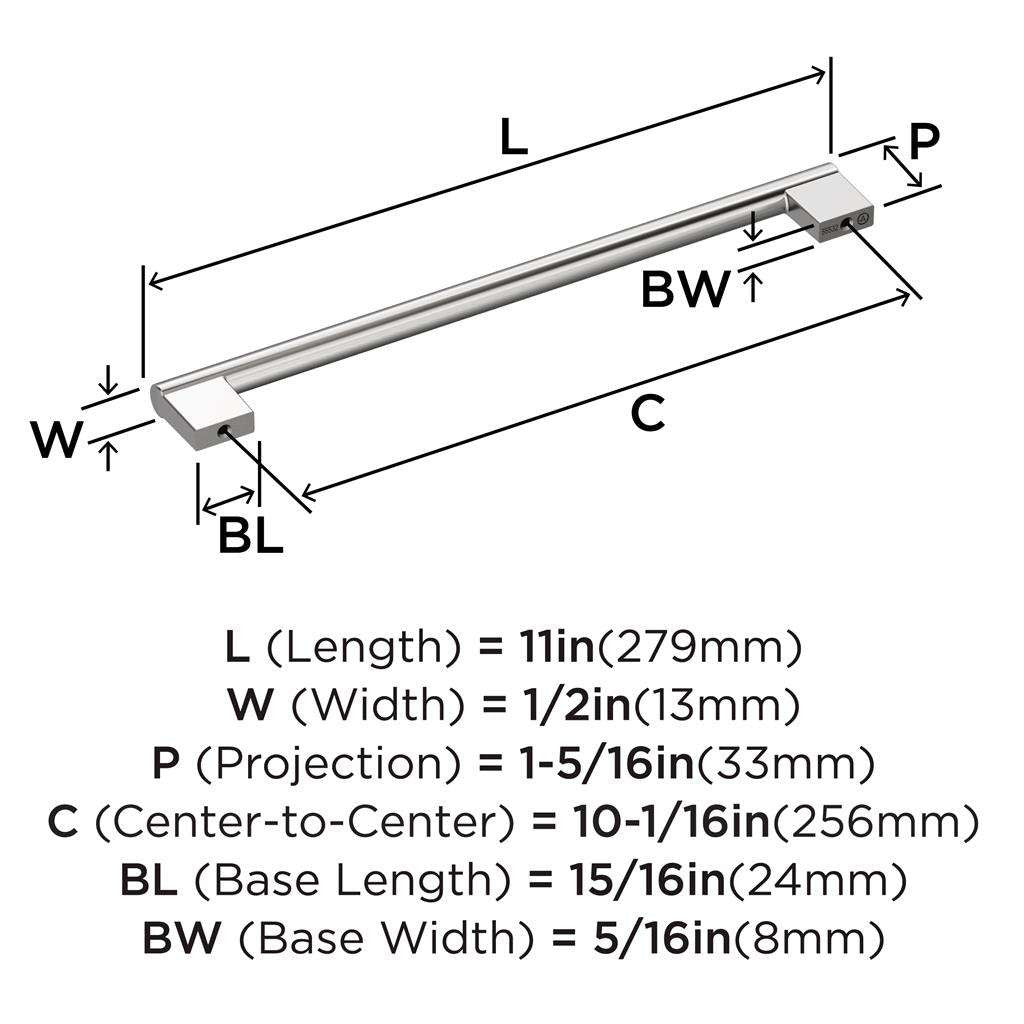 AMEROCK Versa Handle Cabinet Pull in Polished Chrome 256mm BP5553226 Specs