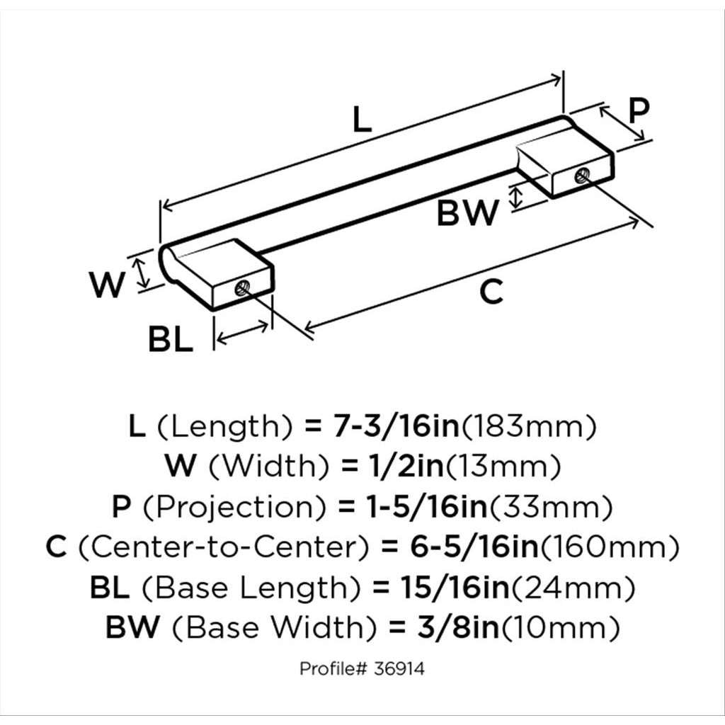 AMEROCK Versa Handle Cabinet Pull in Satin Nickel 160mm BP36914G10 Specs