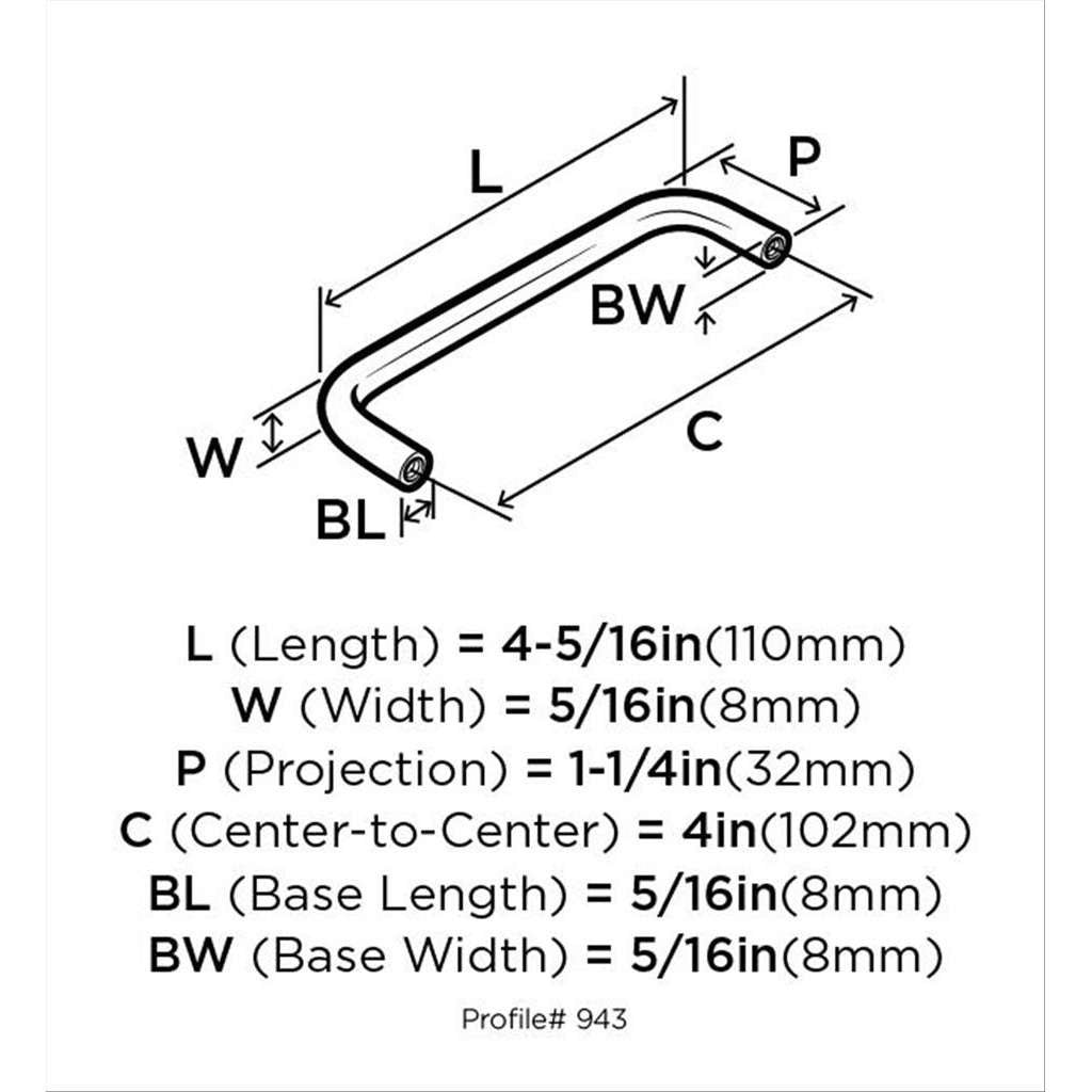 AMEROCK Wire Pulls in Brushed Chrome 4" BP76312CS26D Specs
