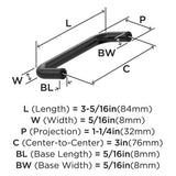AMEROCK Wire Pulls in Matte Black 3" BP865MB Specs