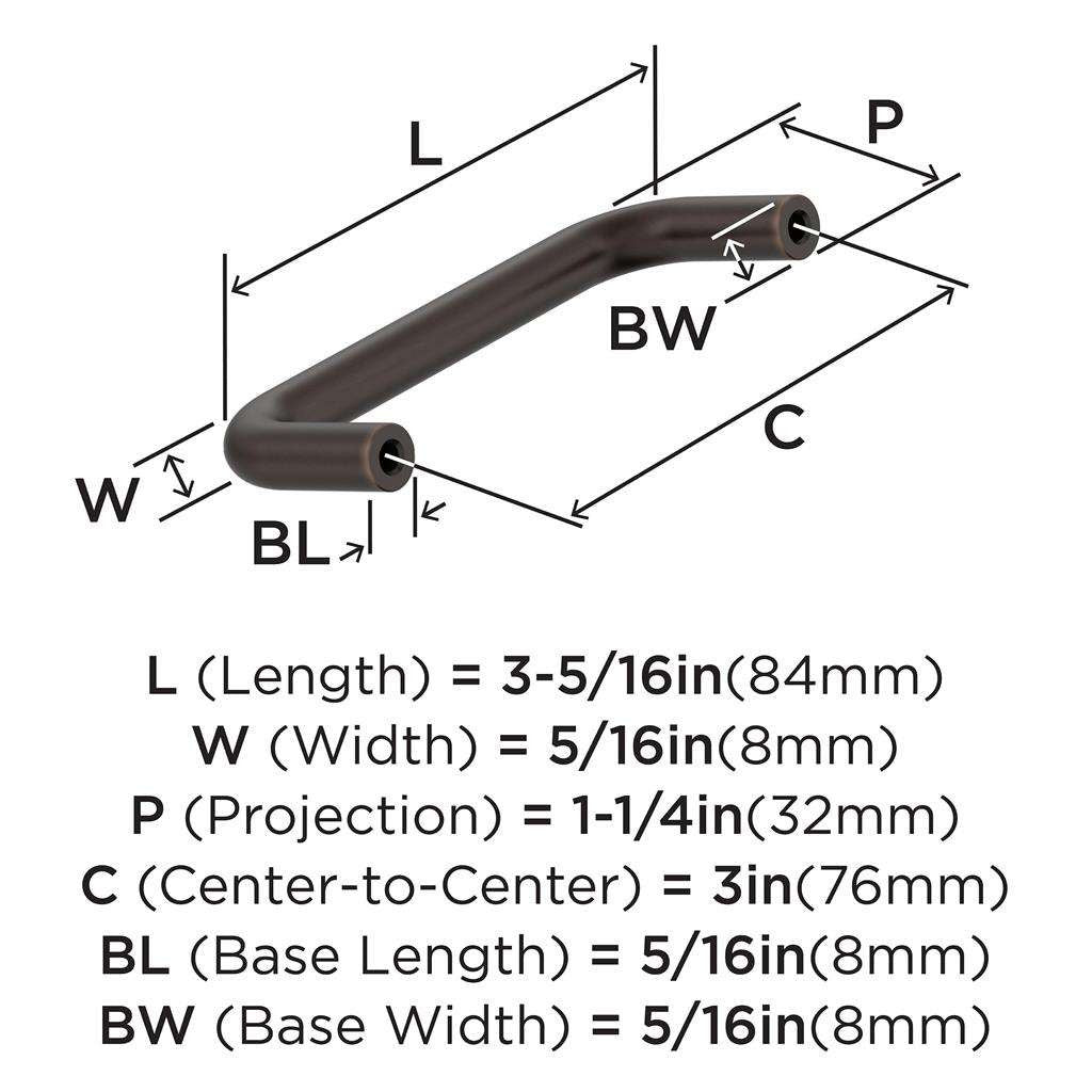 AMEROCK Wire Pulls in Oil Rubbed Bronze 3" BP865ORB Specs