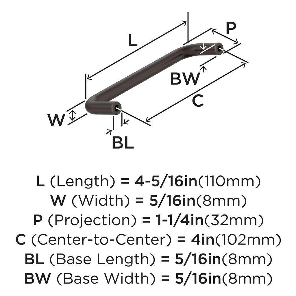 AMEROCK Wire Pulls in Oil Rubbed Bronze 4" BP76312ORB Specs
