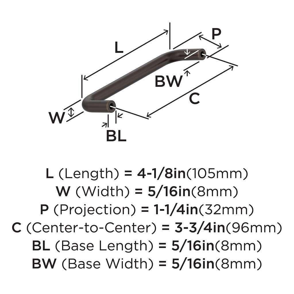 AMEROCK Wire Pulls in Oil Rubbed Bronze 96mm BP76313ORB Specs