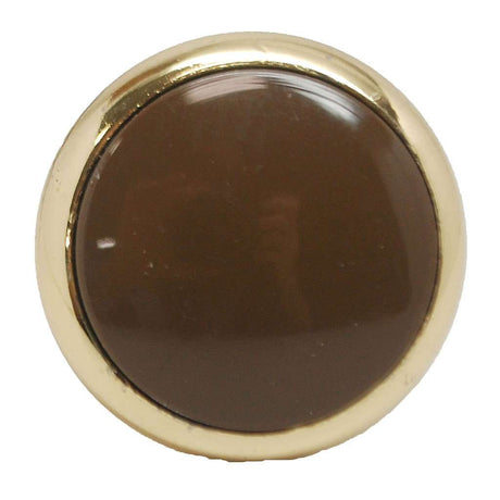 BELWITH 1-3/8" Diameter Cabinet Knob in Polished Brass and Brown P429-BR Front View
