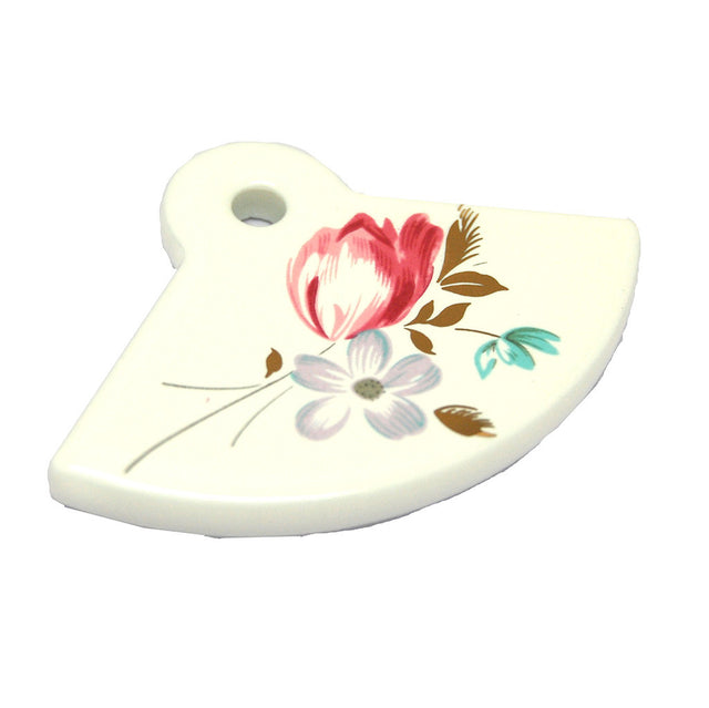 BELWITH 3" Length Fan Cabinet Knob Backplate in White and Flowers P666-FD