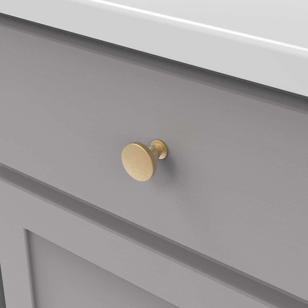 Belwith Keeler Anders1-1/4" Diameter Cabinet Knob in Brushed Golden Brass B078788-BGB Mounted