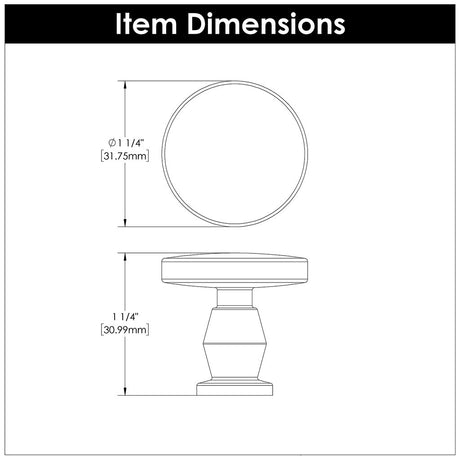 Belwith Keeler Anders1-1/4" Diameter Cabinet Knob in Brushed Golden Brass B078788-BGB Specs