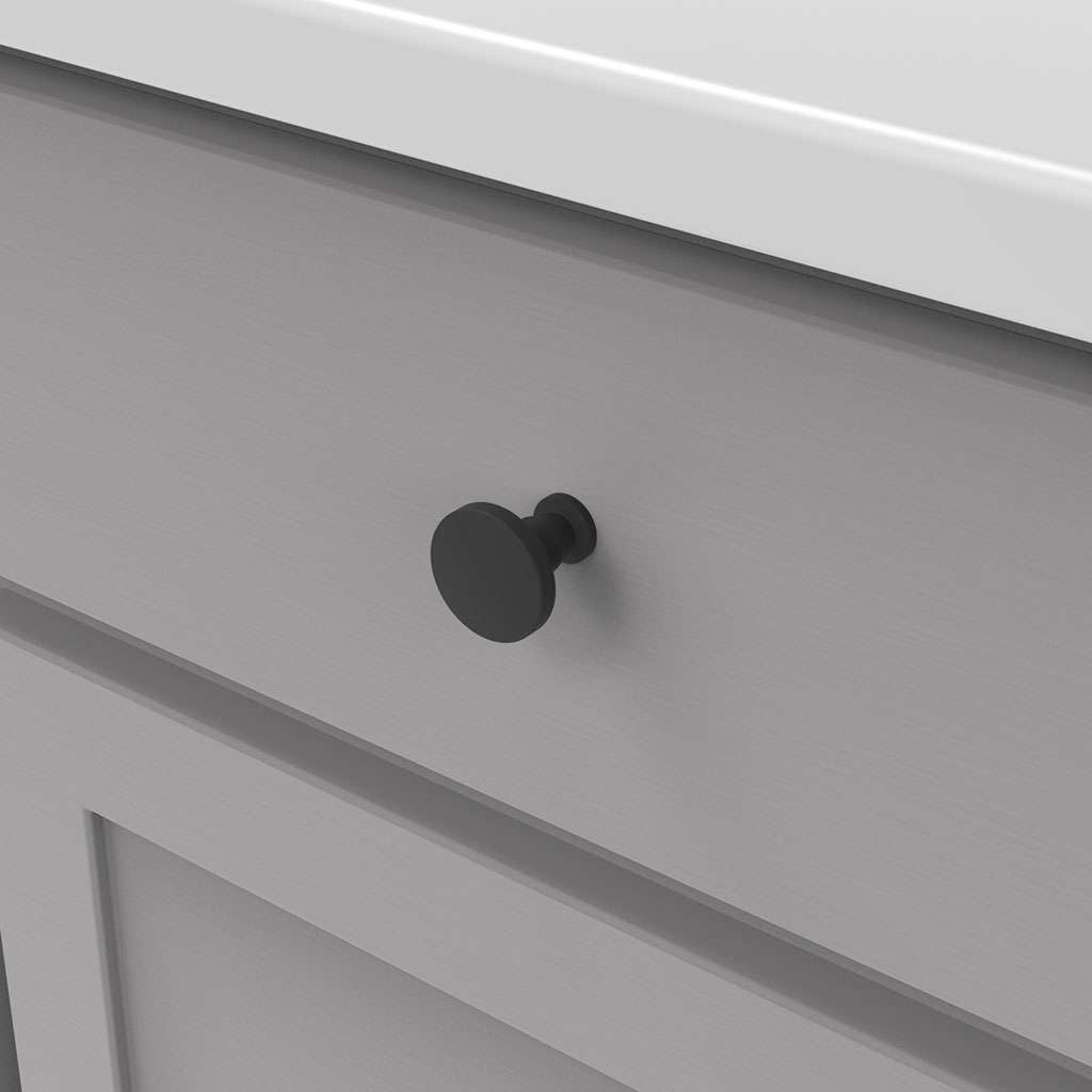 Belwith Keeler Anders 1-1/4" Diameter Cabinet Knob in Matte Black B078788-MB Mounted