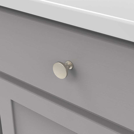 Belwith Keeler Anders 1-1/4" Diameter Cabinet Knob in Satin Nickel B078788-SN Mounted