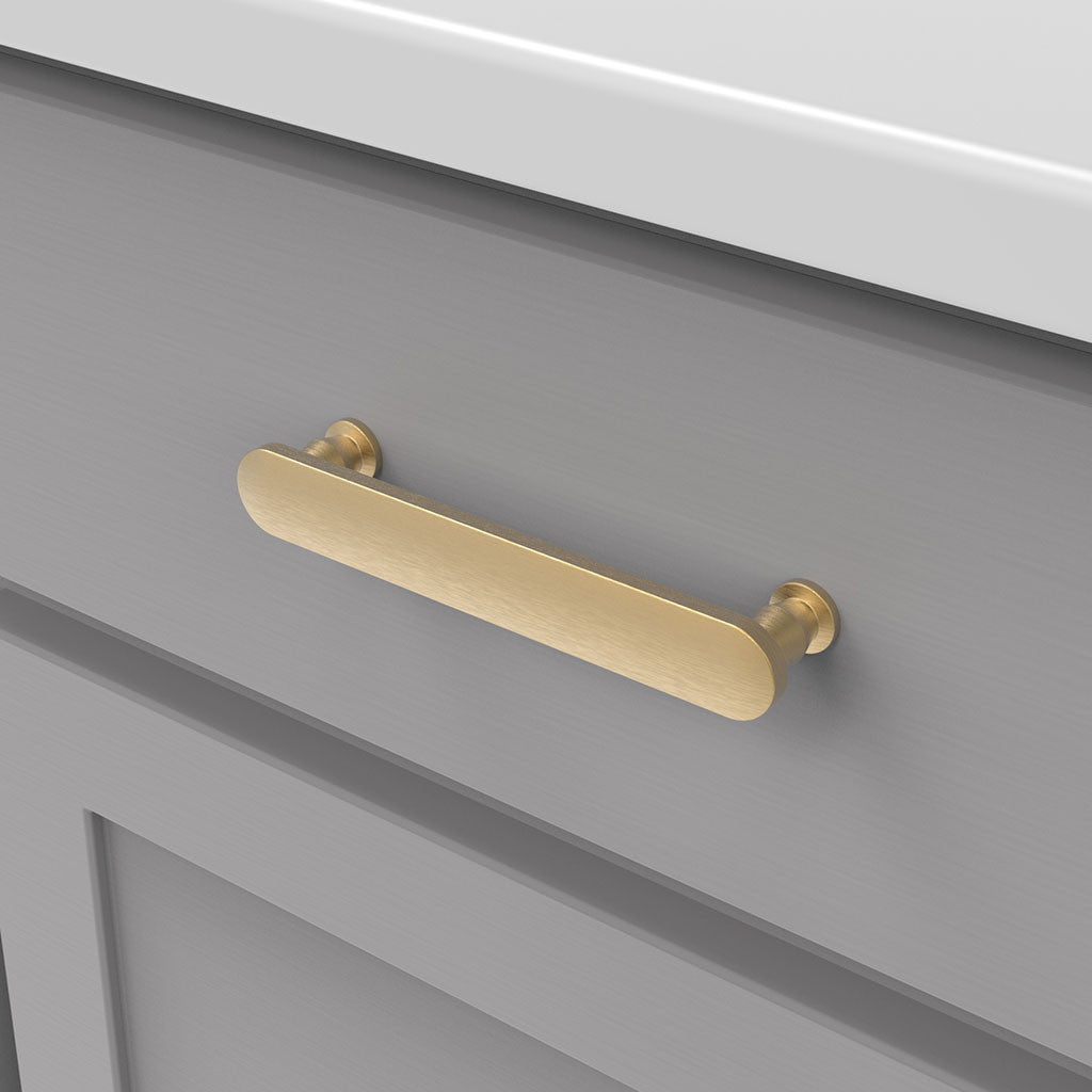 BELWITH KEELER Anders Handle Cabinet Pulls in Brushed Golden Brass 128mm B078790-BGB Mounted
