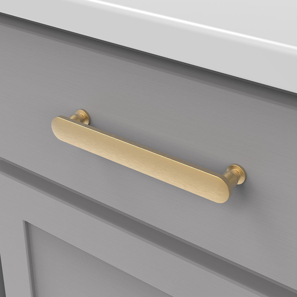 BELWITH KEELER Anders Handle Cabinet Pulls in Brushed Golden Brass 160mm B078791-BGB Mounted