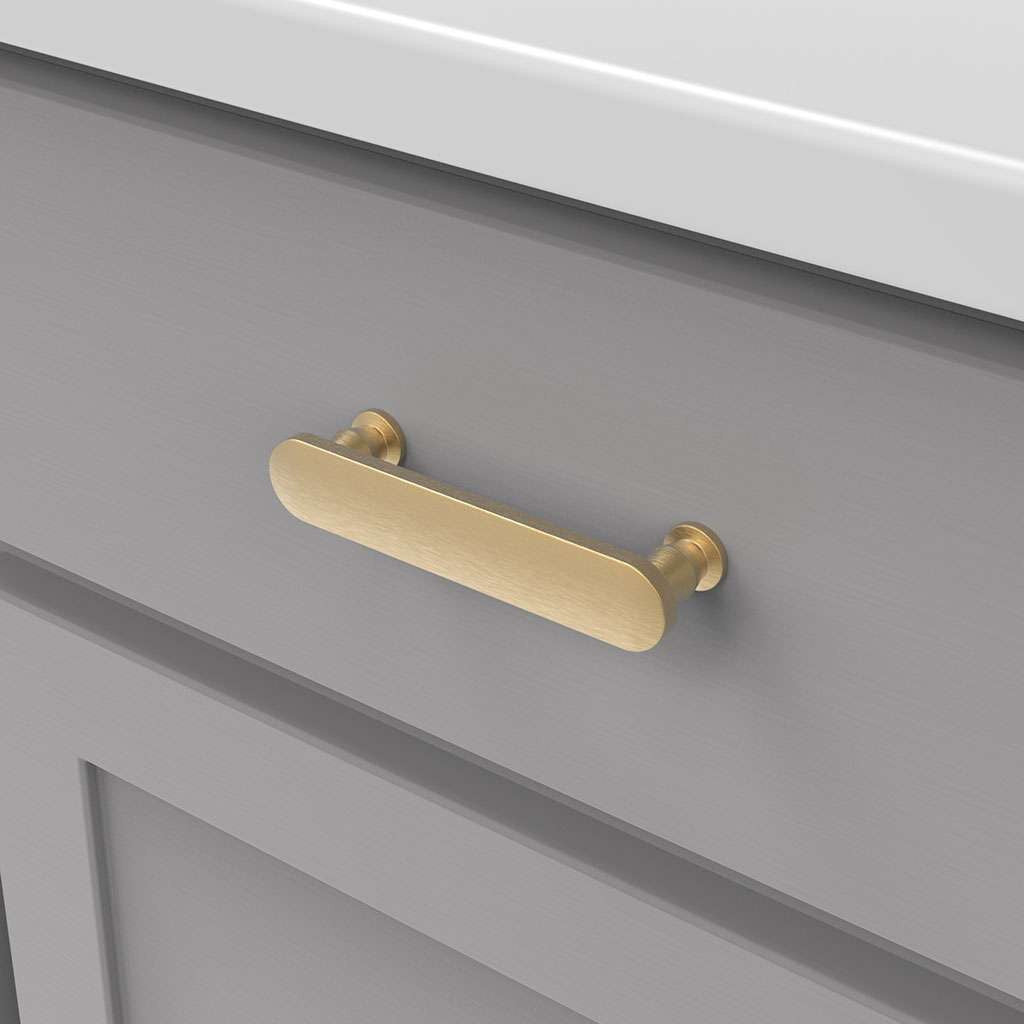 BELWITH KEELER Anders Handle Cabinet Pulls in Brushed Golden Brass 96mm B078789-BGB Mounted