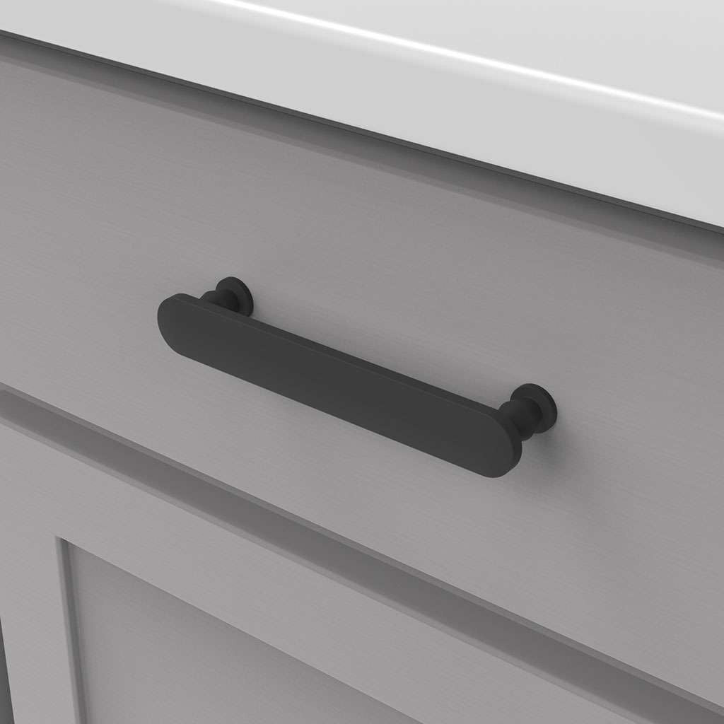BELWITH KEELER Anders Handle Cabinet Pulls in Matte Black 128mm B078790-MB Mounted