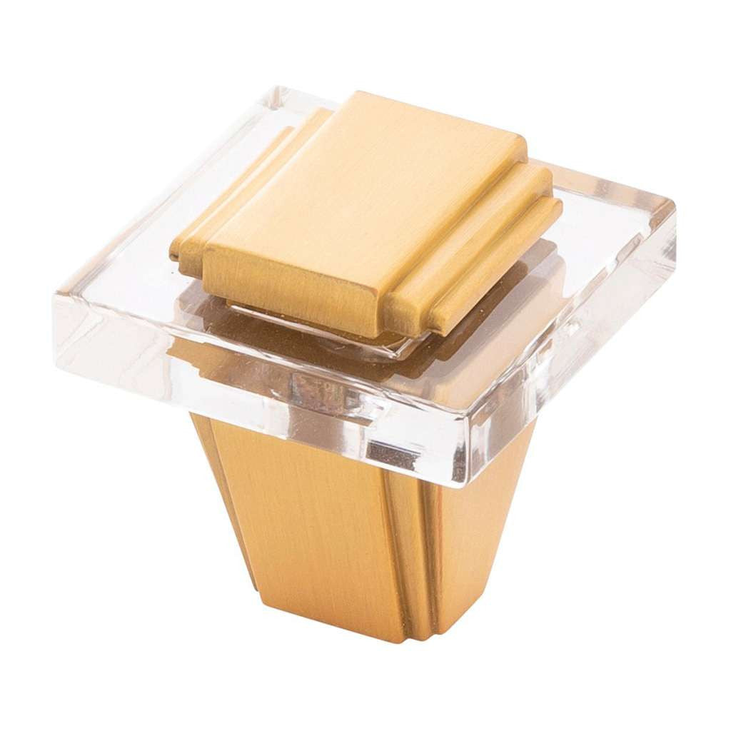 BELWITH KEELER Belleclaire 1-1/4" Length Square Cabinet Knob in Brushed Golden Brass B077497-BGB