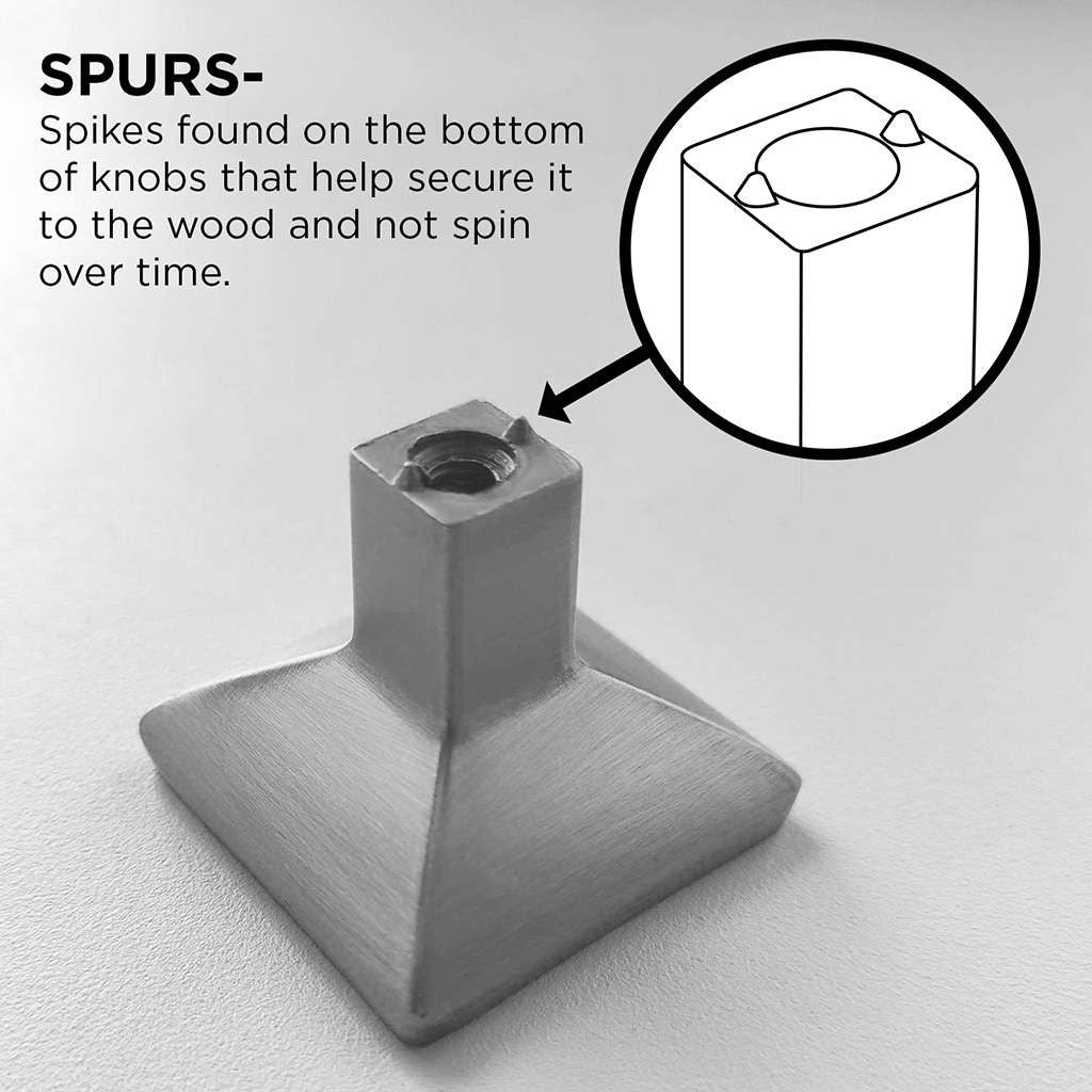 BELWITH KEELER Belleclaire 1-1/4" Length Square Cabinet Knob in Satin Nickel and Clear B077497-SN Spurs