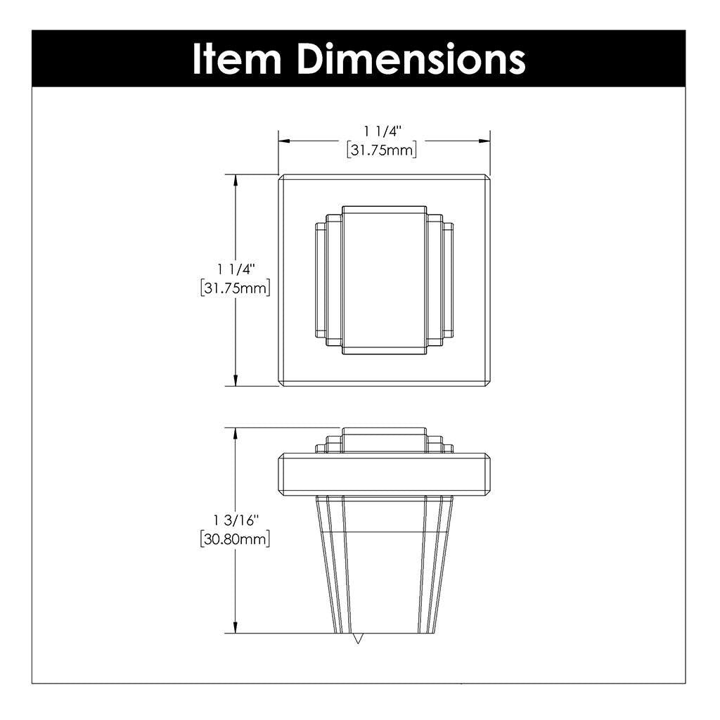 BELWITH KEELER Belleclaire 1-1/4" Length Square Cabinet Knob in Polished Nickel B077497-14 Specs