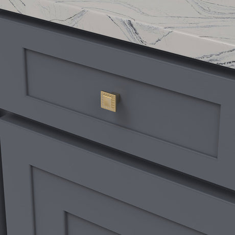 Belwith Keeler Bijou Astoria 1" Long Square Cabinet Knob in Brushed Golden Brass B056407-BGB Mounted