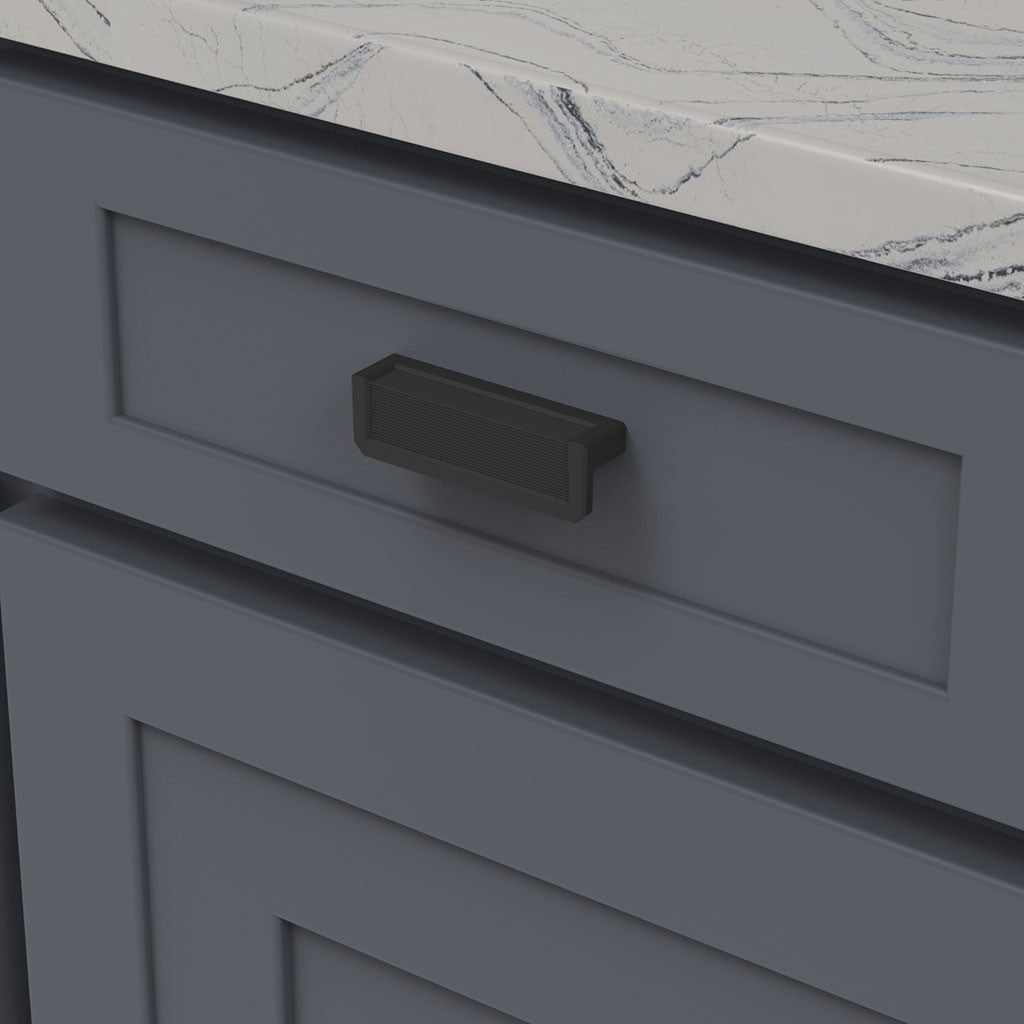 Belwith Keeler Bijou Linea 3" Centers Cabinet Handle Pull in Matte Black 3-1/2" Long B056060-MB Mounted