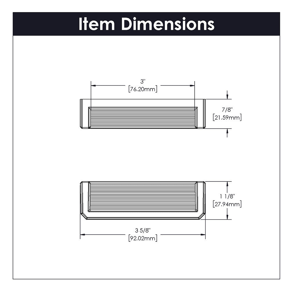 Belwith Keeler Bijou Linea 3" Centers Cabinet Handle Pull in Matte Black 3-1/2" Long B056060-MB Specs