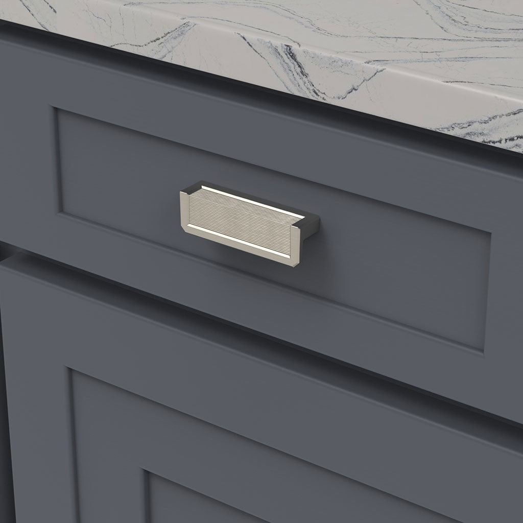 Belwith Keeler Bijou Linea 3" Centers Cabinet Handle Pull in Satin Nickel 3-1/2" B056060-SN Mounted