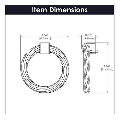 Belwith Keeler Bijou Sybil 2-3/4" Diameter Ring Pull in Brushed Golden Brass B076986-BGB Specs
