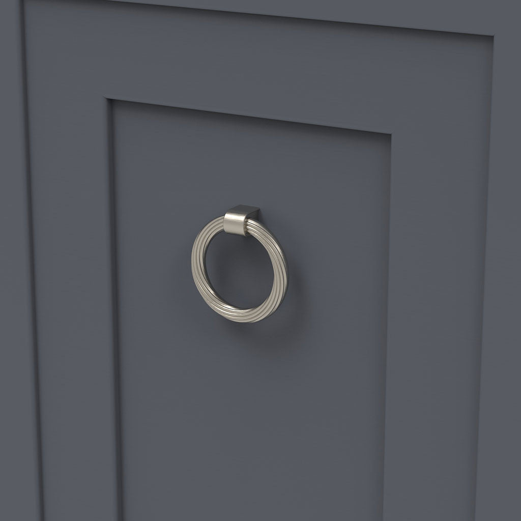 Belwith Keeler Bijou Sybil 2-3/4" Diameter Ring Pull in Satin Nickel B076986-SN Mounted