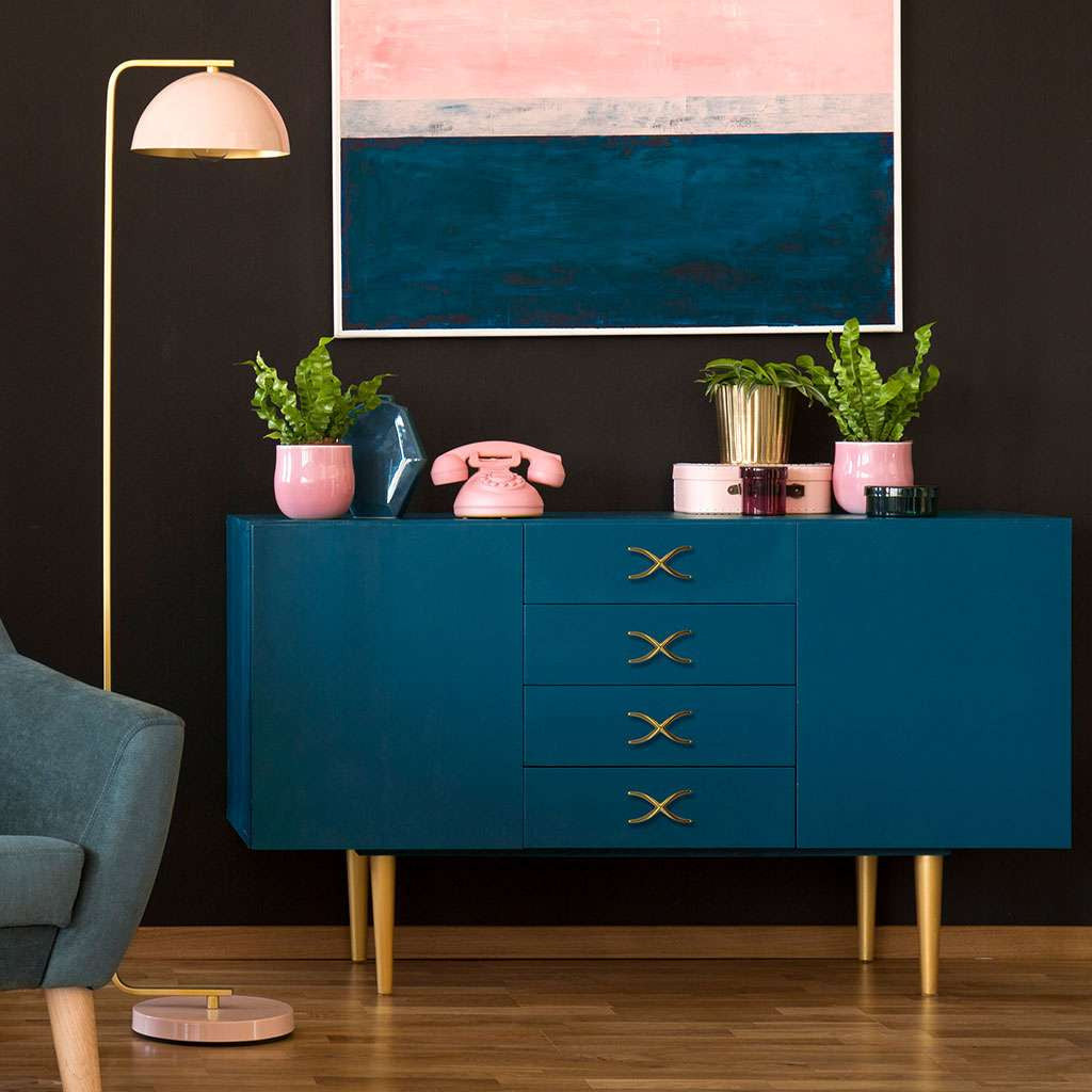 Belwith Keeler Bijou X 4-3/4" Long Cabinet Knob in Brushed Golden Brass B079063-BGB on Blue