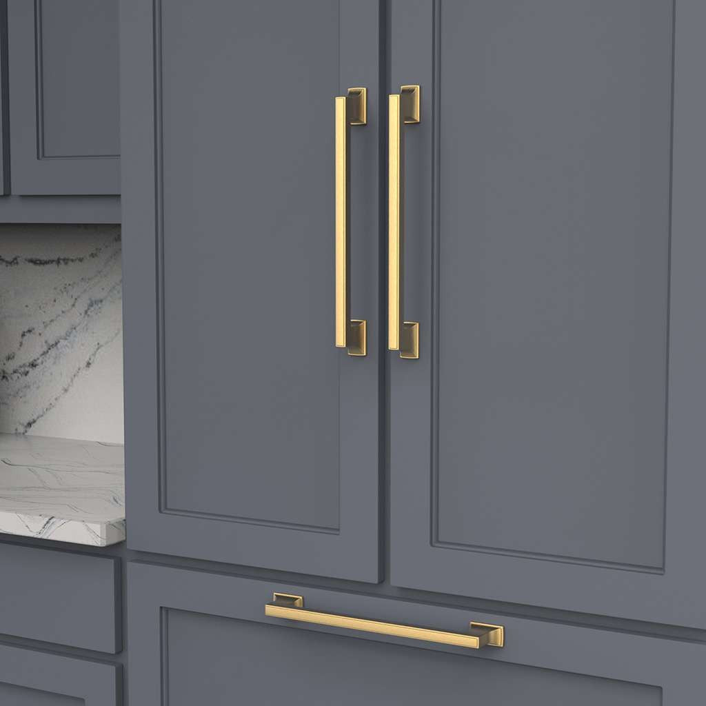 BELWITH KEELER Brownstone Appliance Pulls in Brushed Golden Brass 12" B078830-BGB Mounted
