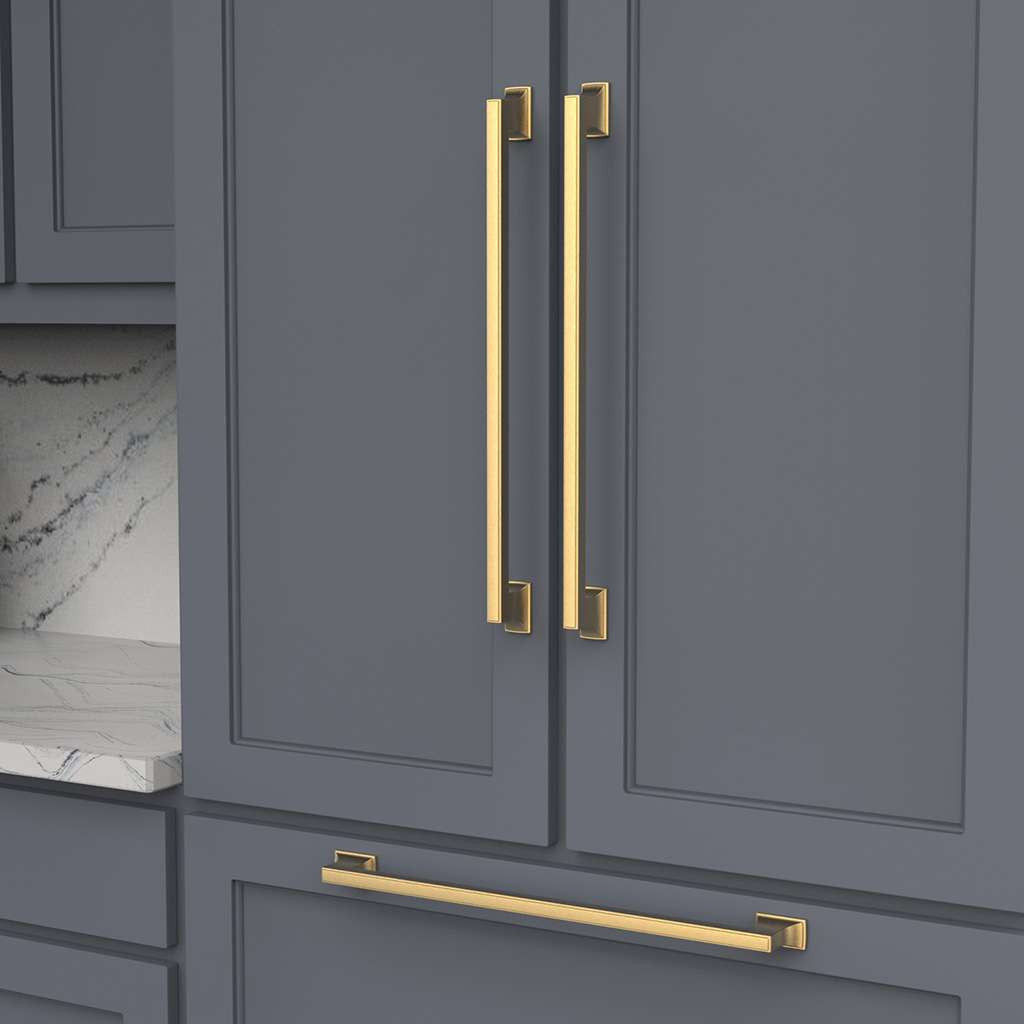 BELWITH KEELER Brownstone Appliance Pulls in Brushed Golden Brass 18" B078831-BGB Mounted