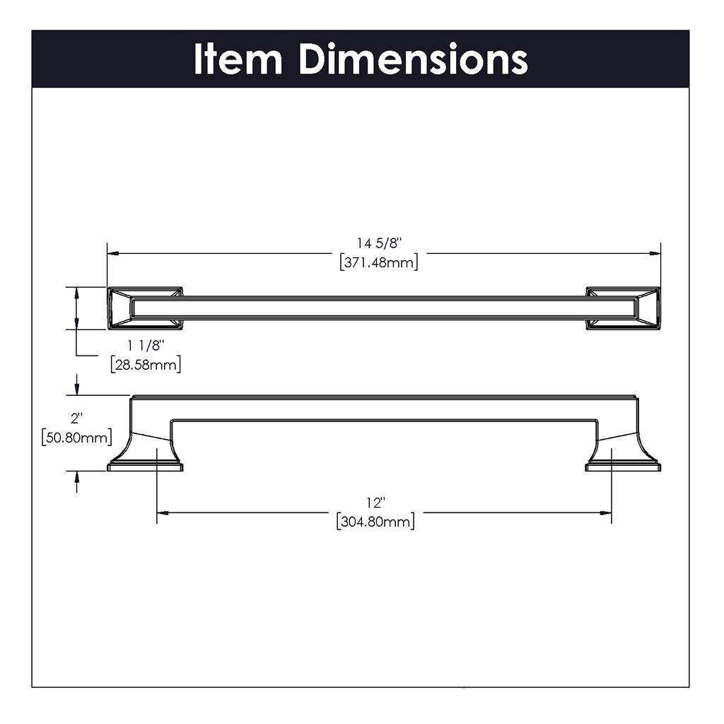 BELWITH KEELER Brownstone Appliance Pulls in Matte Black 12" B078830-MB Specs