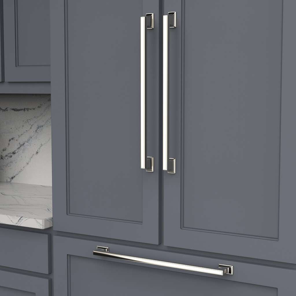 BELWITH KEELER Brownstone Appliance Pulls in Polished Nickel 18" B078831-14 Mounted