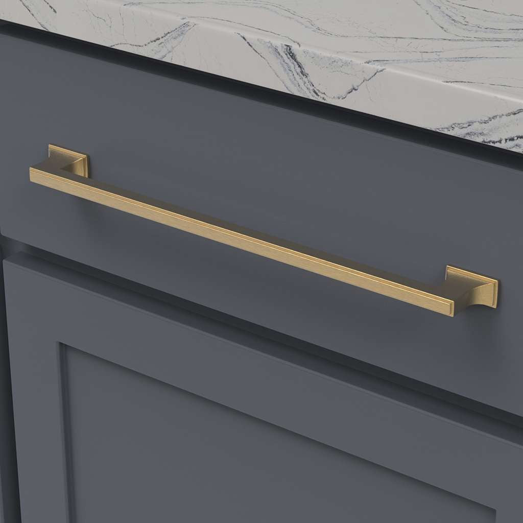 BELWITH KEELER Brownstone Handle Cabinet Pulls in Brushed Golden Brass 12" B077465-BGB Mounted