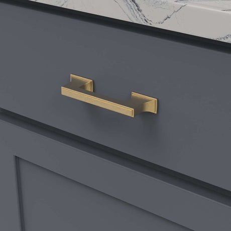 BELWITH KEELER Brownstone Handle Cabinet Pulls in Brushed Golden Brass 3" 96mm B077461-BGB Mounted