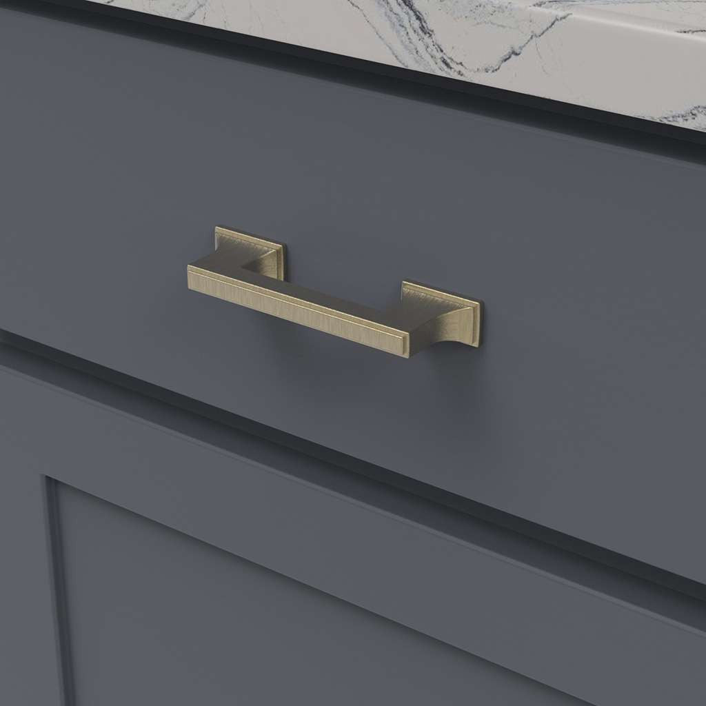 BELWITH KEELER Brownstone Handle Cabinet Pulls in Champagne Bronze 3" 96mm B077461-CBZ Mounted