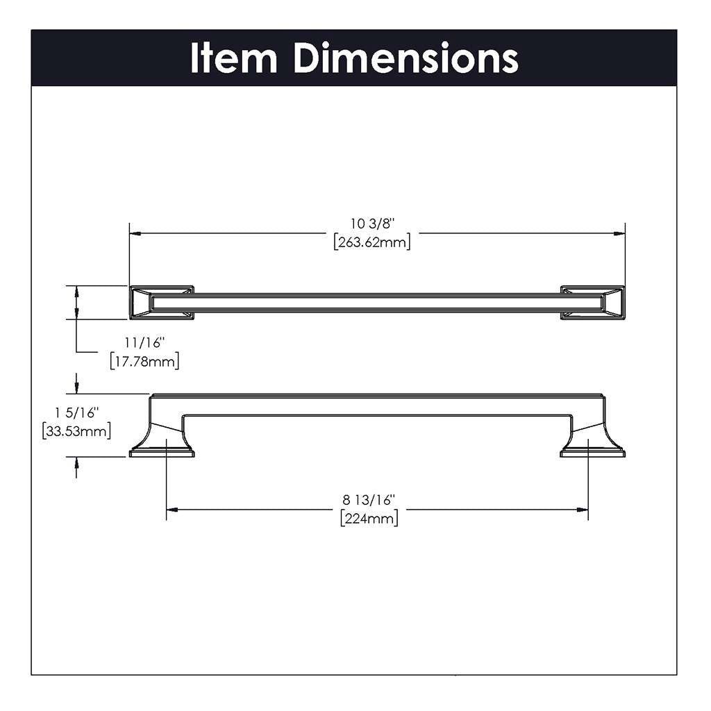 BELWITH KEELER Brownstone Handle Cabinet Pulls in Chrome 224mm B077464-CH Specs