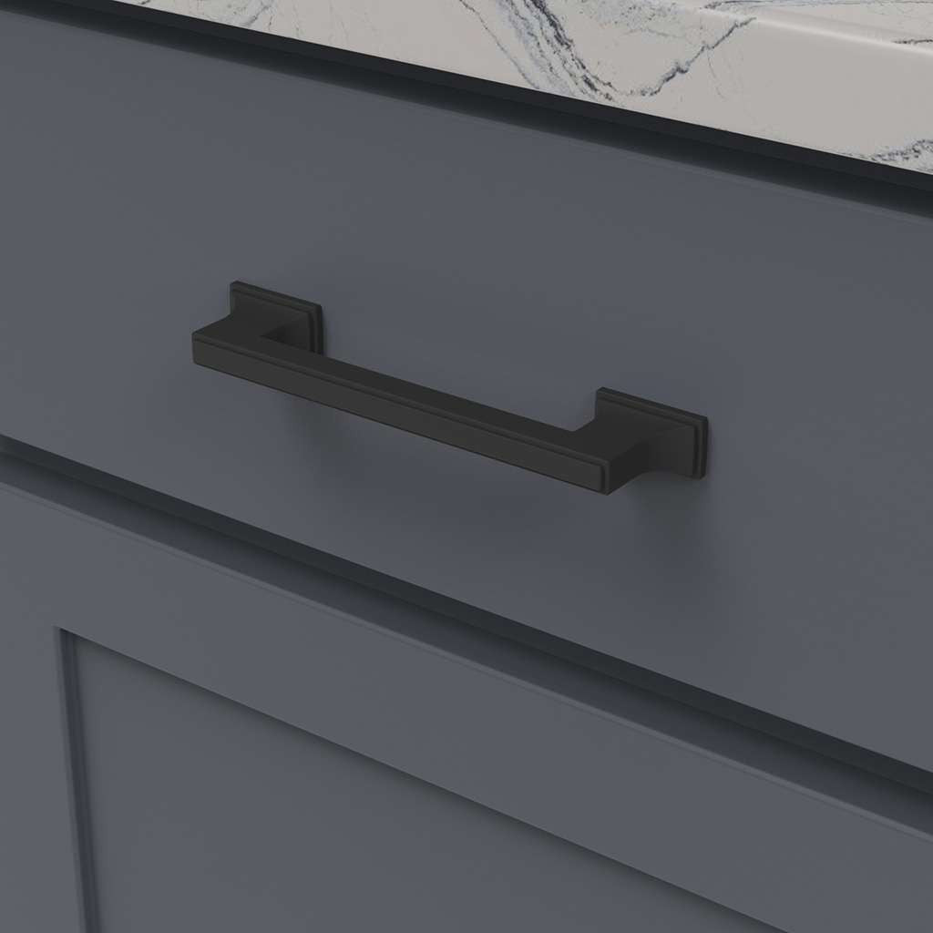 BELWITH KEELER Brownstone Handle Cabinet Pulls in Matte Black 128mm B077462-MB Mounted
