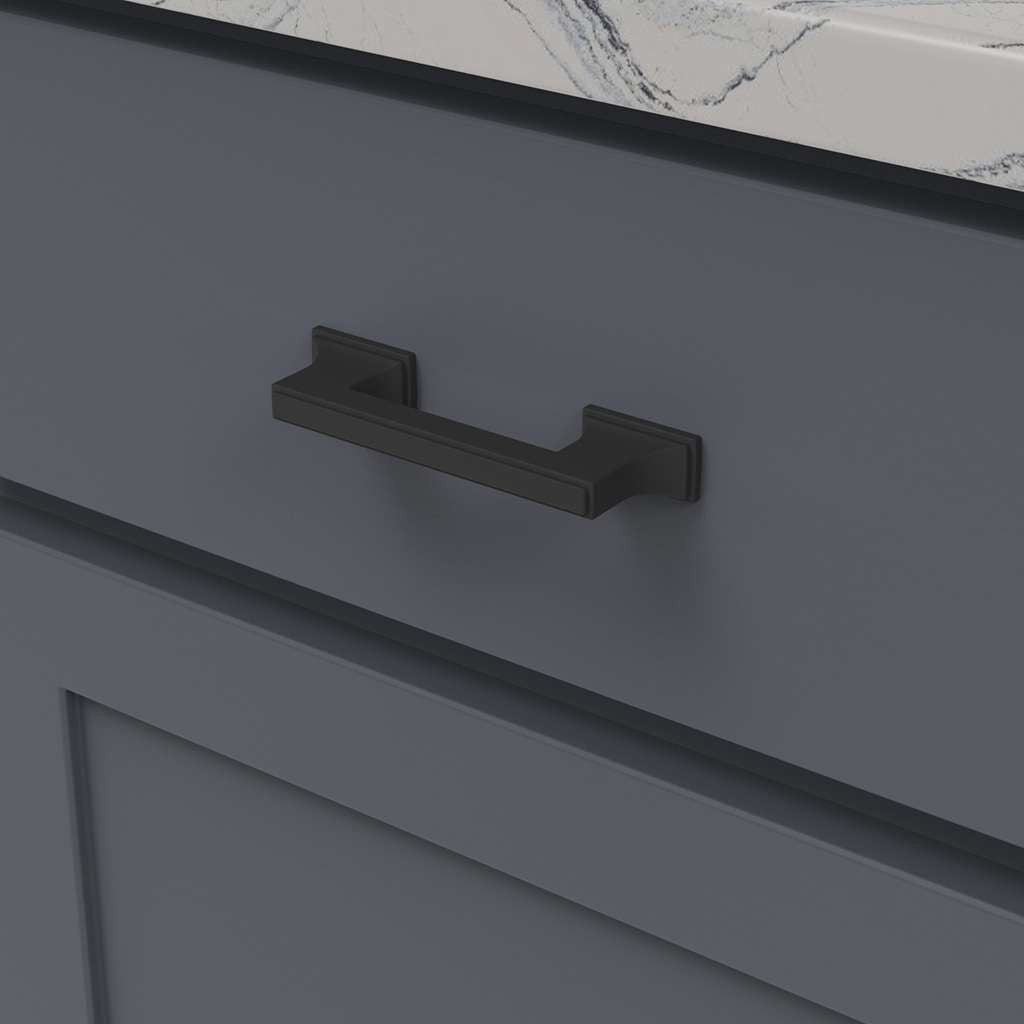 BELWITH KEELER Brownstone Handle Cabinet Pulls in Matte Black 3" 96mm B077461-MB Mounted
