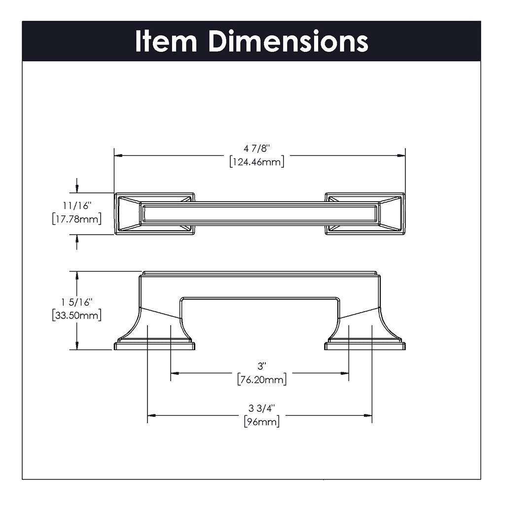 BELWITH KEELER Brownstone Handle Cabinet Pulls in Matte Black 3" 96mm B077461-MB Specs