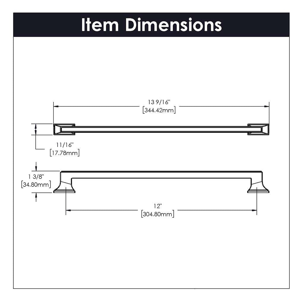 BELWITH KEELER Brownstone Handle Cabinet Pulls in Polished Nickel 12" B077465-14 Specs