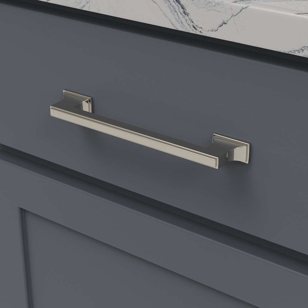 BELWITH KEELER Brownstone Handle Cabinet Pulls in Polished Nickel 160mm B077463-14 Mounted