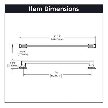 BELWITH KEELER Brownstone Handle Cabinet Pulls in Satin Nickel 12" B077465-SN Specs