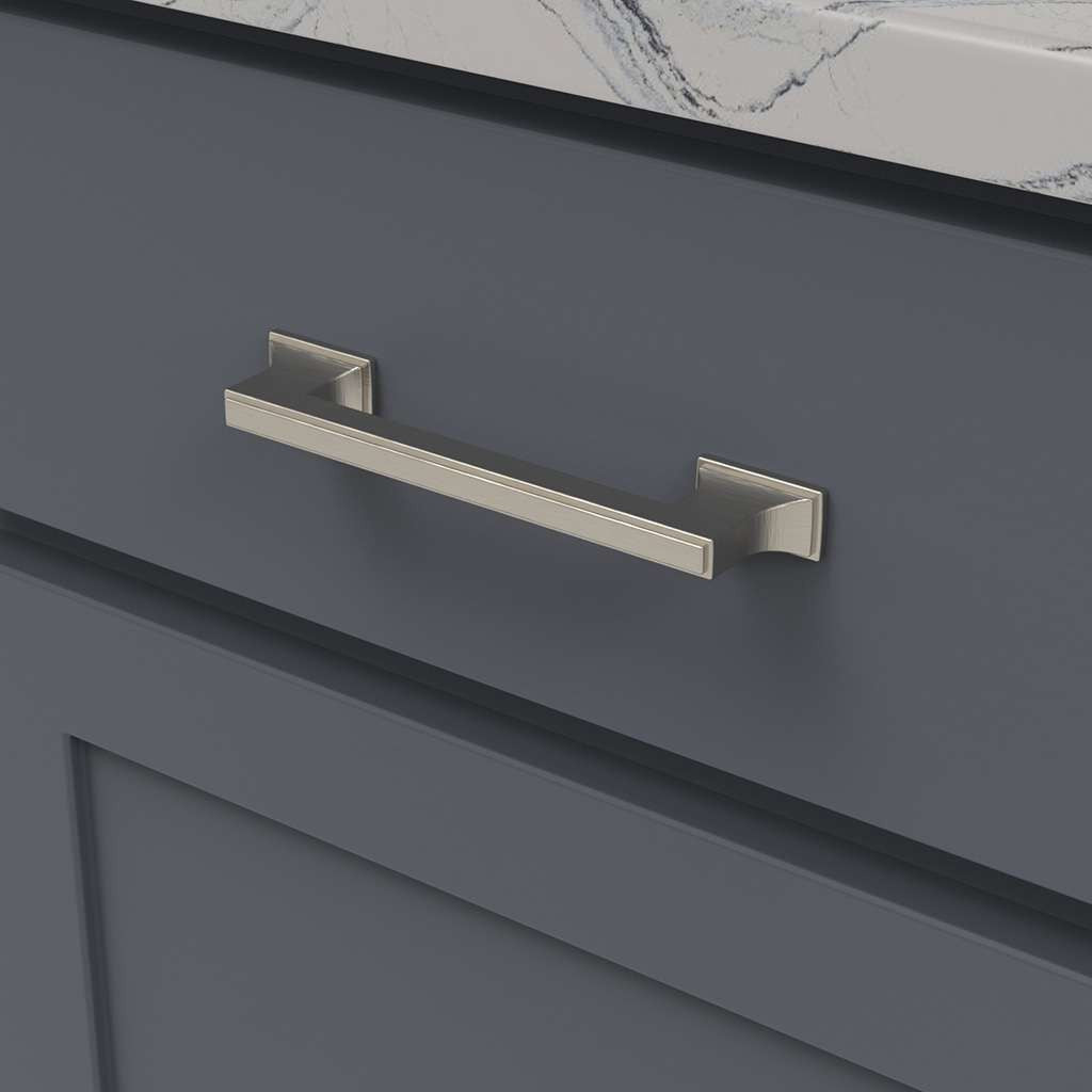 BELWITH KEELER Brownstone Handle Cabinet Pulls in Satin Nickel 128mm B077462-SN Mounted