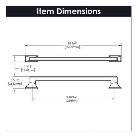 BELWITH KEELER Brownstone Handle Cabinet Pulls in Satin Nickel 224mm B077464-SN Specs