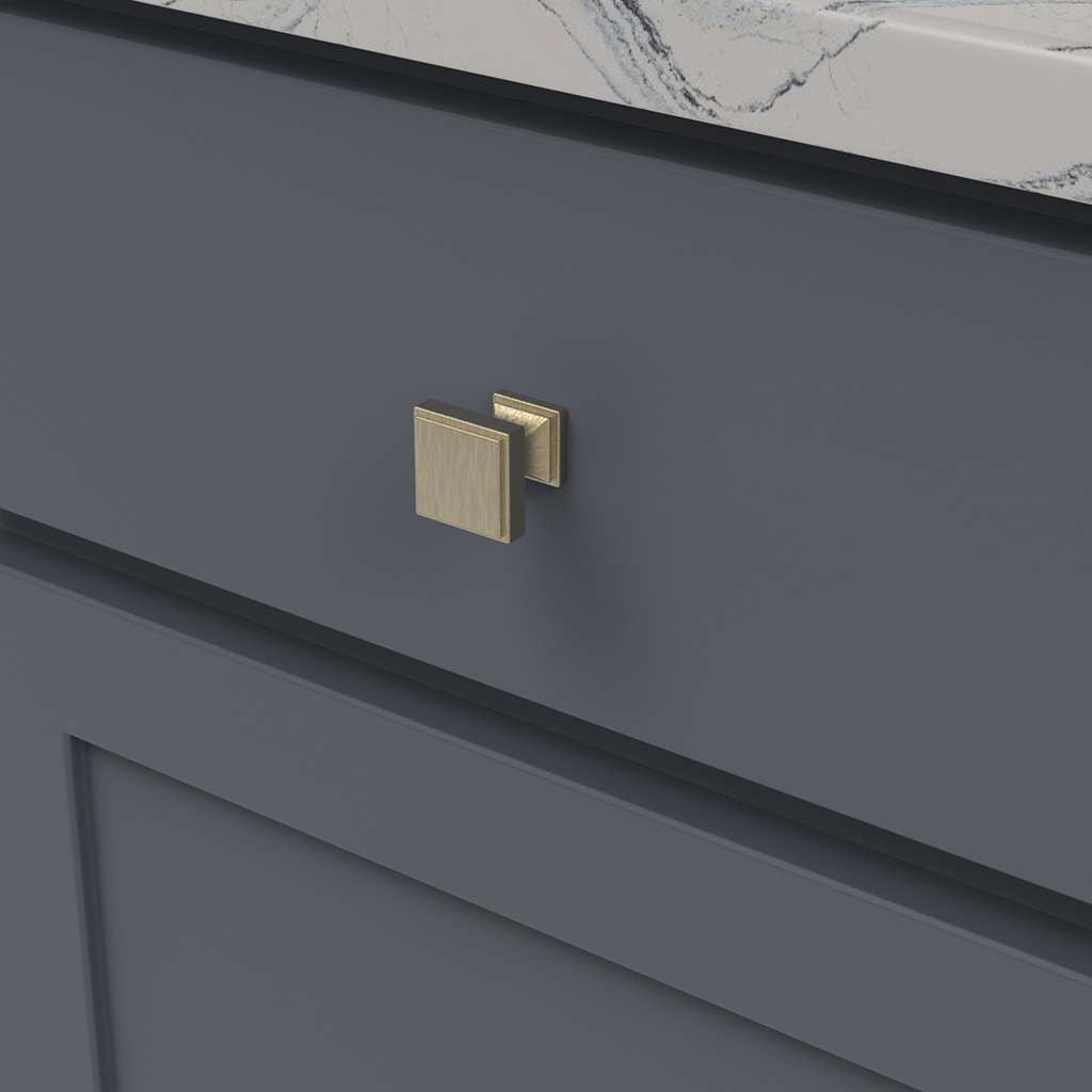 Belwith Keeler Brownstone Square Cabinet Knob in Champagne Bronze 1" B077458-CBZ Mounted
