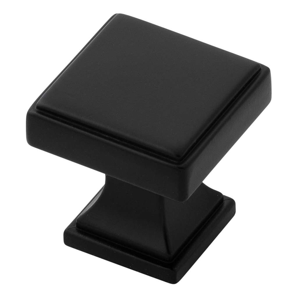 Belwith Keeler Brownstone Square Cabinet Knob in Matte Black 1" B077458-MB