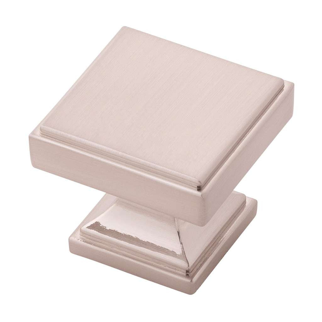 Belwith Keeler Brownstone Square Cabinet Knob in Satin Nickel 1-1/4" B077460-SN