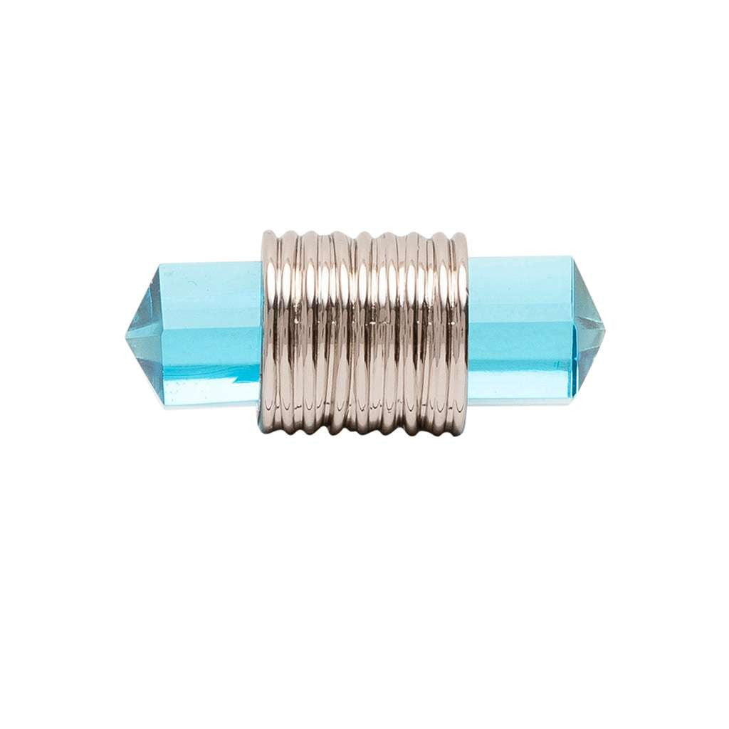 BELWITH KEELER Chrysalis 1-7/8" Long Cerulean Glass T-Knob in Polished Nickel B076303GC-14 Front View