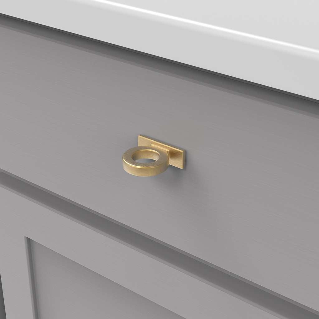 BELWITH KEELER Corsa 1-3/4" Ring Cabinet Knob in Brushed Golden Brass B078787BGB Mounted