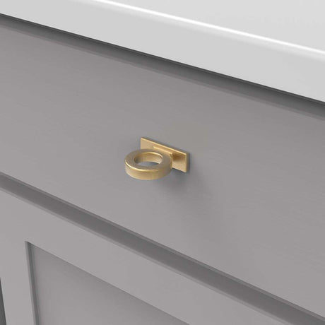 BELWITH KEELER Corsa 1-3/4" Ring Cabinet Knob in Brushed Golden Brass B078787BGB Mounted