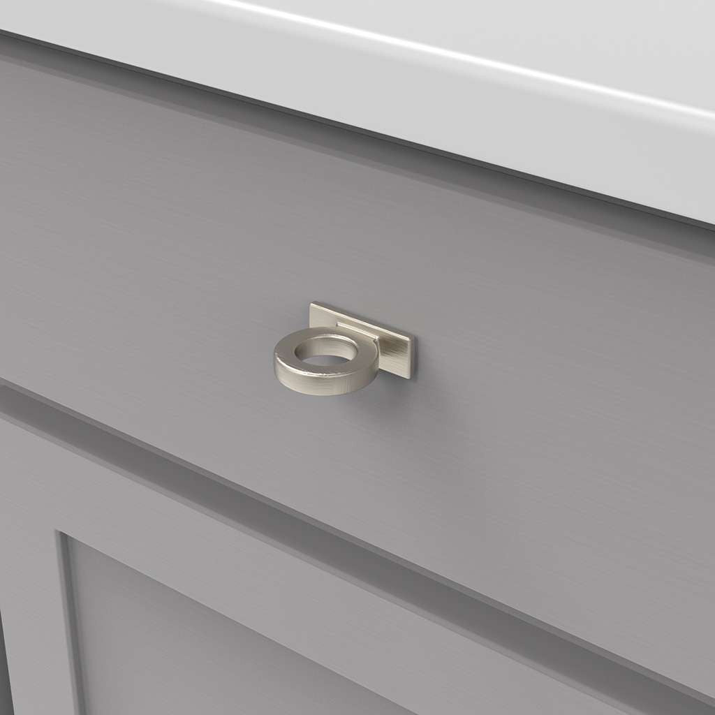 BELWITH KEELER Corsa 1-3/4" Ring Cabinet Knob in Satin Nickel B078787SN Mounted